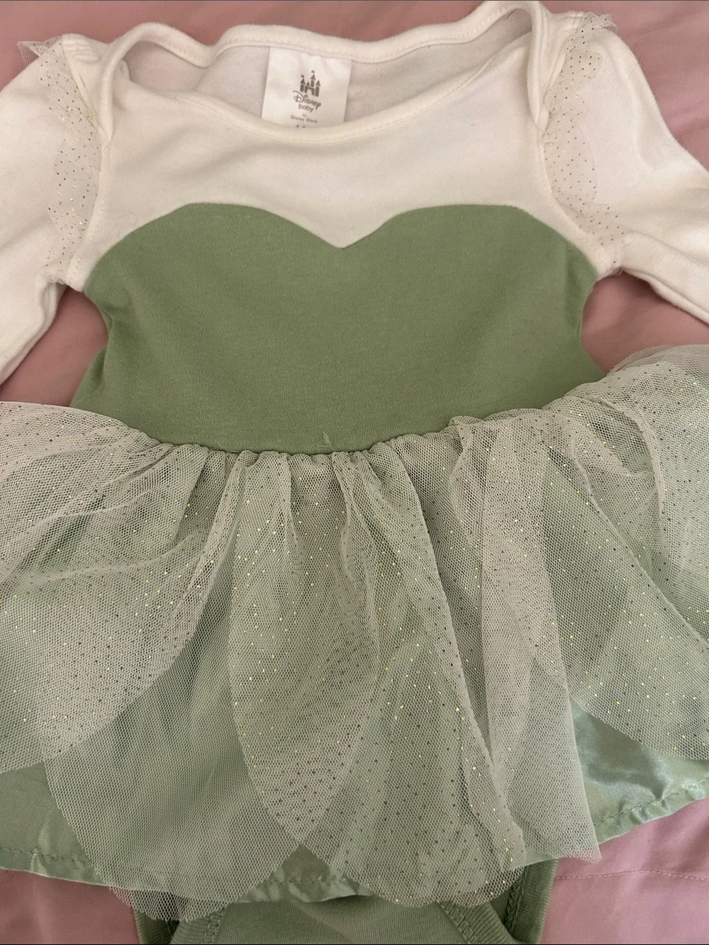 Disney Green and White Tulle Tutu Bodysuit Costume